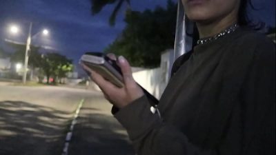 Bartender Girl having a special milked drink after work – FULL on RED